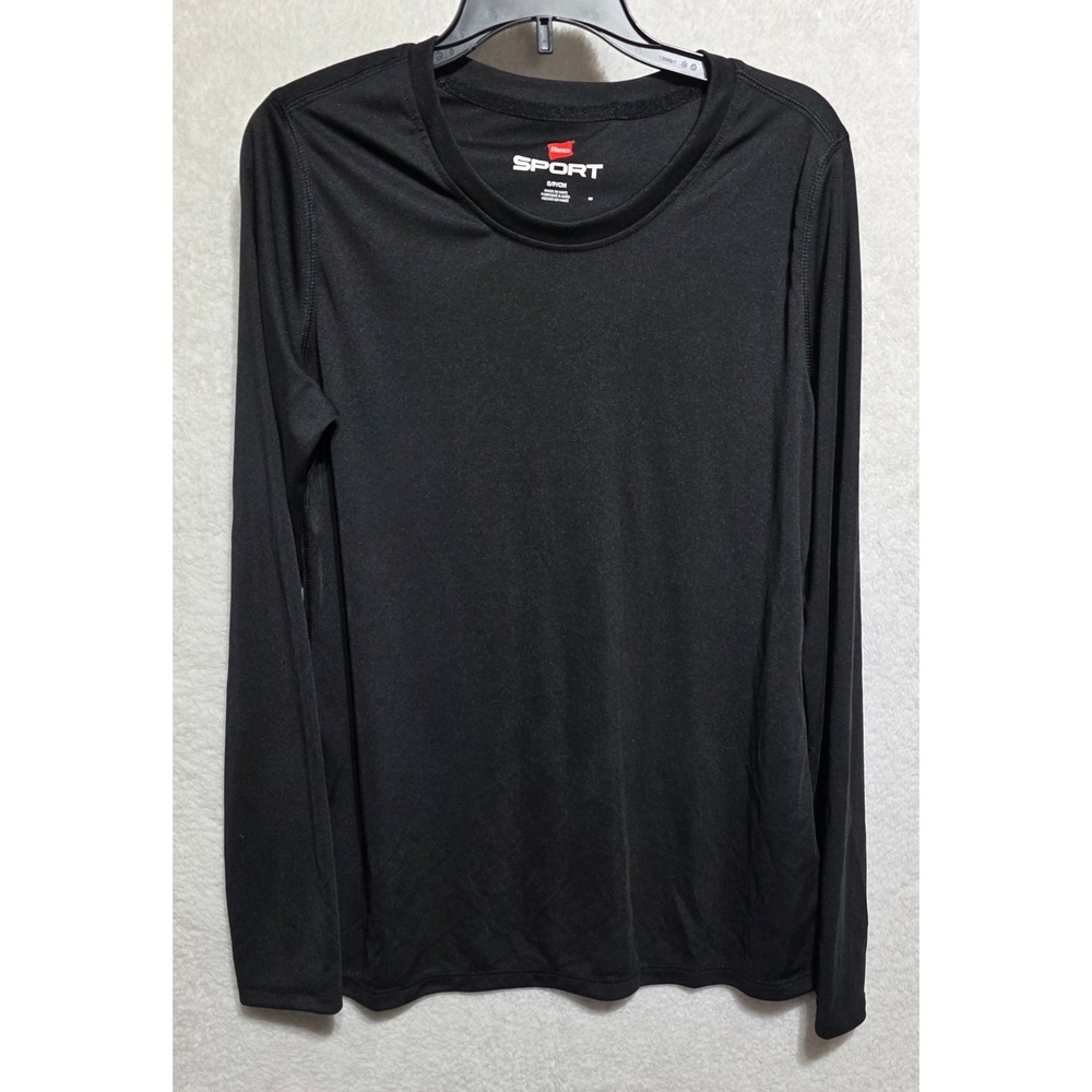 Hanes‎ Sport Mens Black Long Sleeve Performance Athletic T Shirt Size S